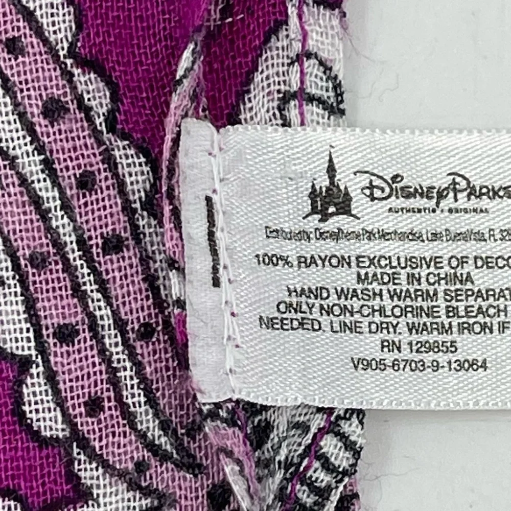 Disney Parks Hidden Mickey Mouse Rayon Fringe Fuchsia‎ Paisley Scarf 18.5